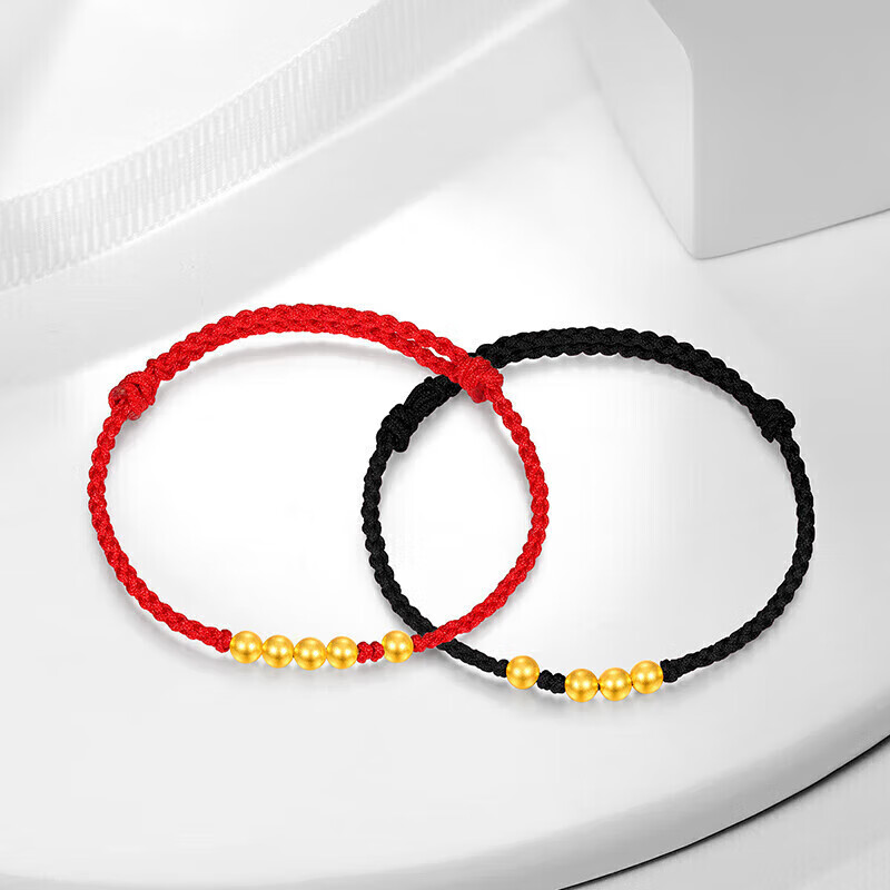 lpez老凤凰黄金转运珠 一生一世手链足金古法金珠手绳男女士情侣礼物