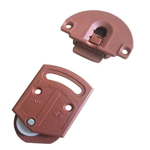 老式塑料柜门滑轮橱柜移门轮家具趟门轮小衣柜滑轮棕红色胶轮顶珠 四