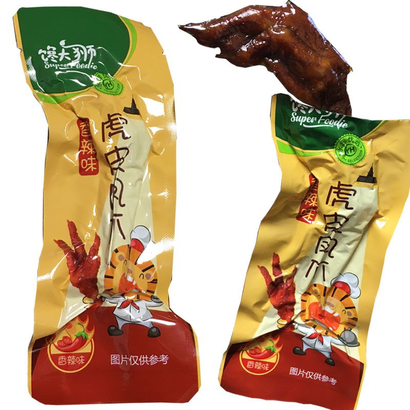 馋大狮虎皮凤爪香辣味五香味200g馋大师凤鸡爪装永辉超市零食小吃 凤爪五香味8包