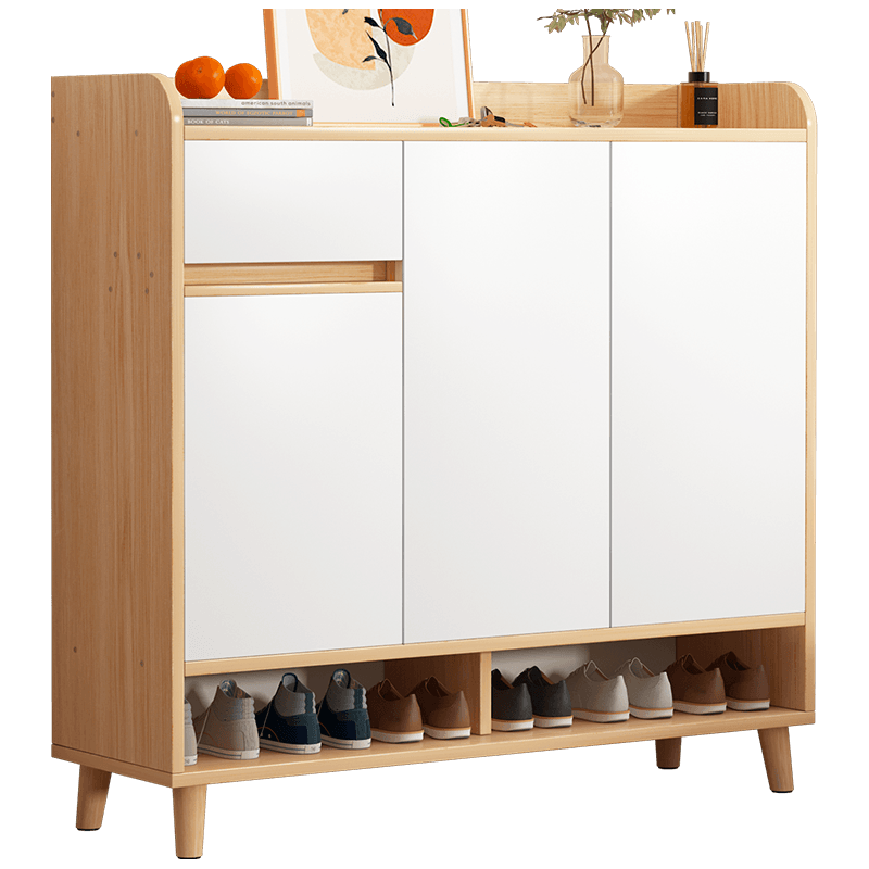 第一森林鞋柜带门简易玄关门口收纳鞋柜子家用卧室多层防尘鞋柜 【三门一抽款】田园橡木色100CM