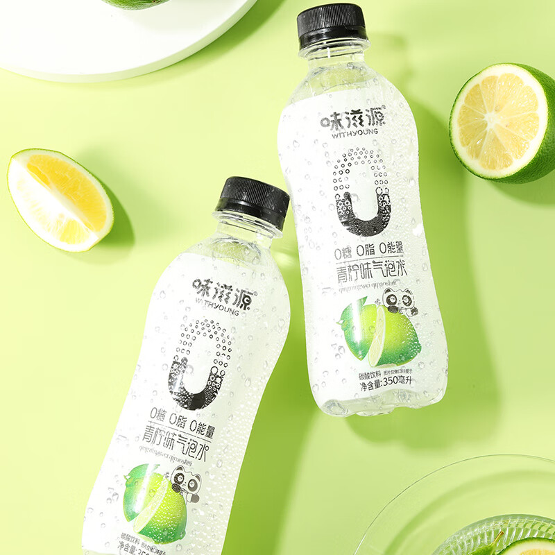 味滋源 0脂气泡水果茶果味果汁饮料果汁夏季饮品 白桃味气泡水350ml*12瓶