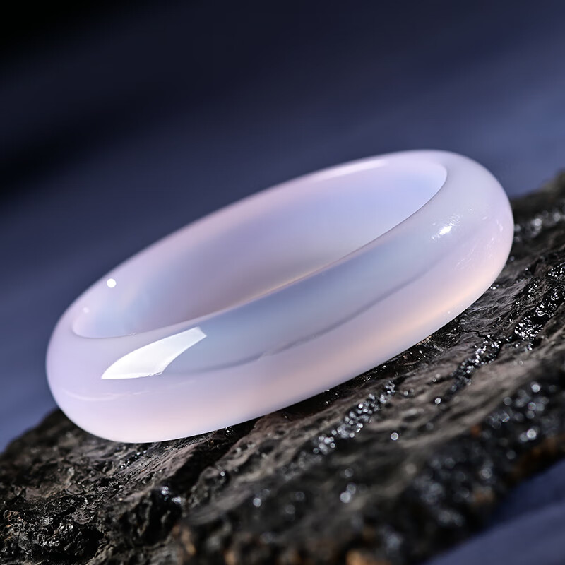 歌盼 天然紫玉髓手镯女 冰种白飘紫罗兰色玛瑙镯子 时尚国风旗袍汉服