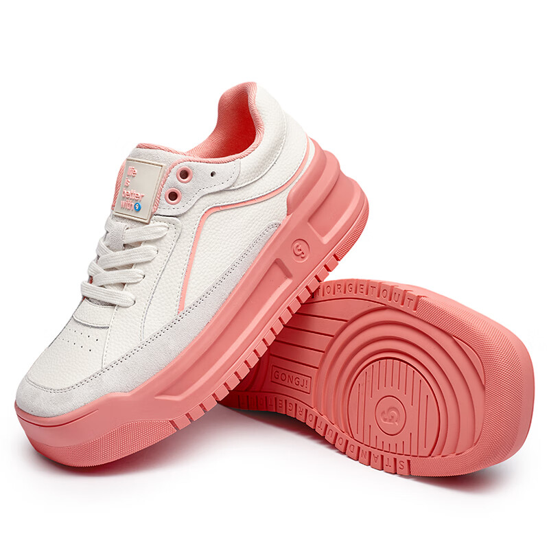 共迹gongji【孟子义同款】 面包鞋休闲鞋厚底运动鞋板鞋ins多巴胺小清新女鞋 樱花粉 /偏大一码 38 （243mm）