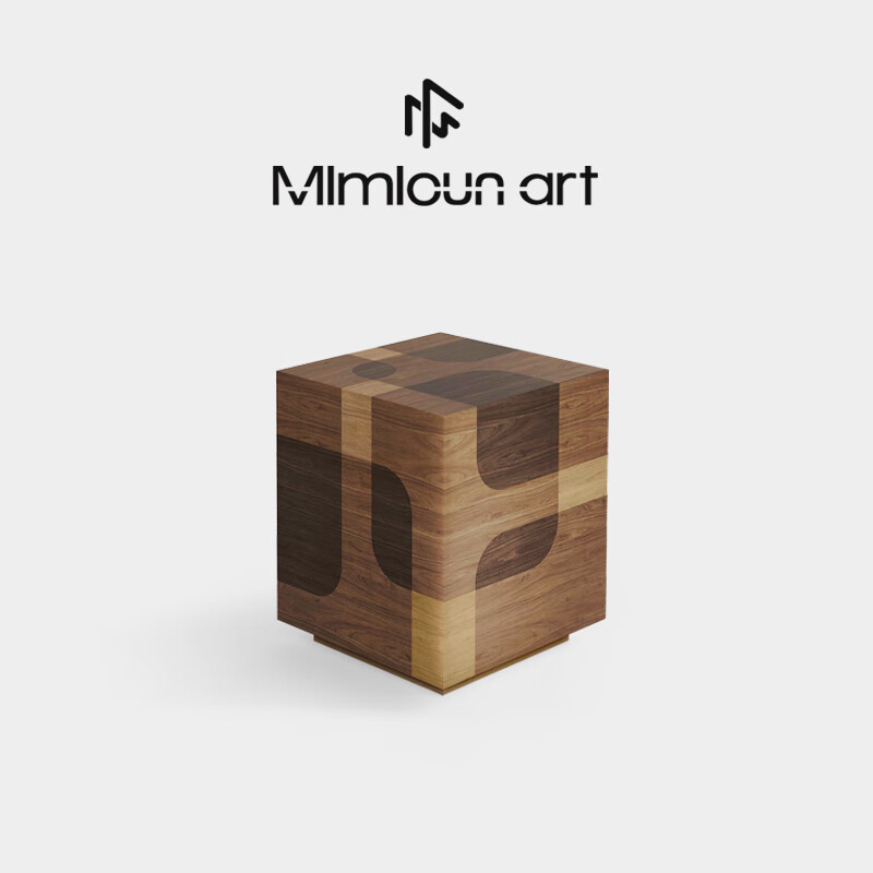 米米村意式方形实木边几现代简约家用创意沙发边桌设计师款高档床头柜 棕色边几 长45*宽45*高55cm
