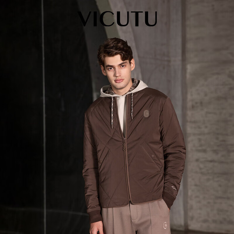 威可多（VICUTU）男士棉服御寒時(shí)尚商務(wù)通勤休閑外套VRS23371836 棕色 180/96A 