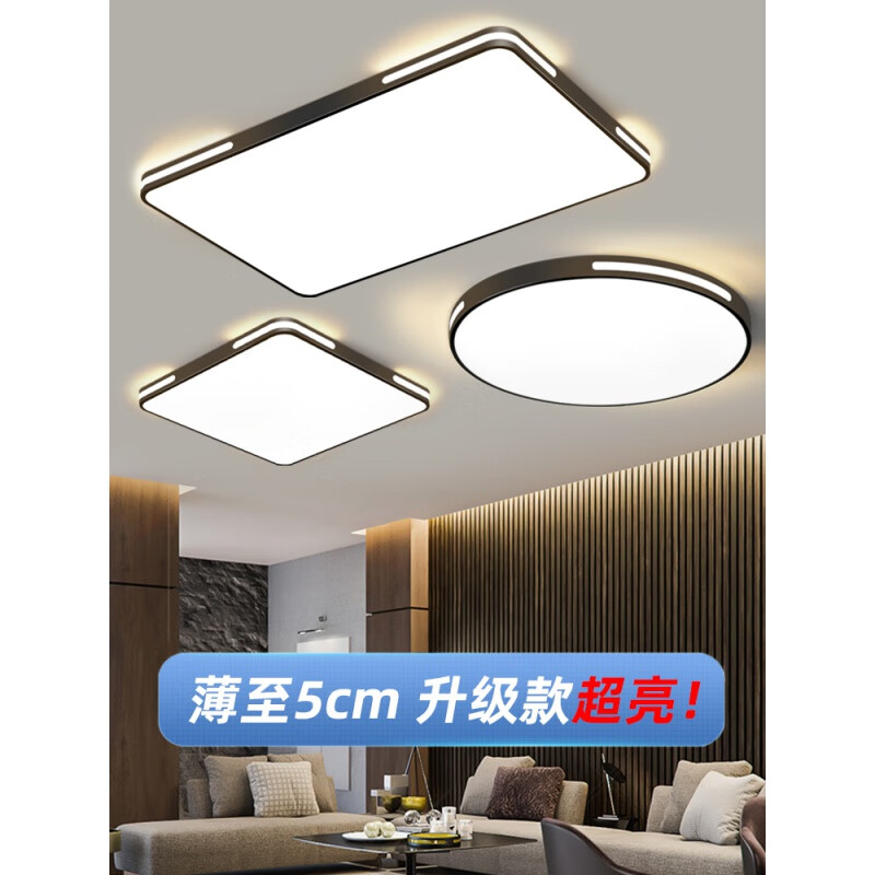 欧普达科奇灯具大全2026款客厅卧室灯餐厅灯LED吸顶灯简约现代大气年 横线黑110*70cm无极遥控2*12