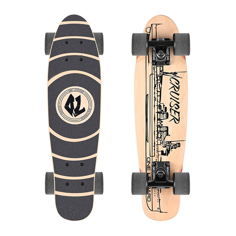 一豹 巡洋舰枫木小鱼板成人滑板 单翘 刷街代步技术 巡洋舰f1黑轮