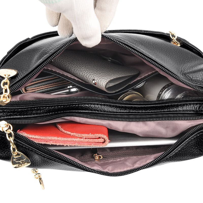 玫瑰袋鼠专柜品牌真皮斜挎包包女士2025七夕送妈妈礼物软皮包大容量牛皮包 紫色