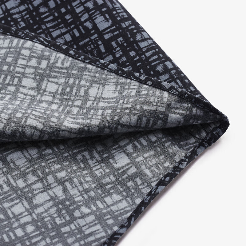 MAYOR男装 秋季棉桑蚕丝印花透气修身时尚男士长袖衬衫 黑灰 38