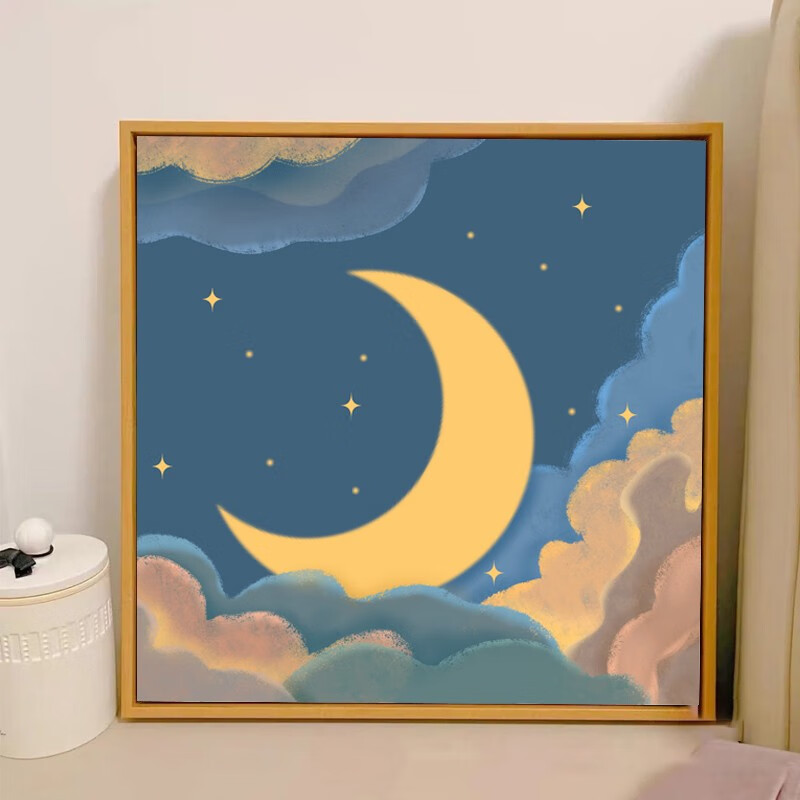 meian)数字油画diy油彩画填色儿童手工涂色填充水彩简单画画 星空彩云