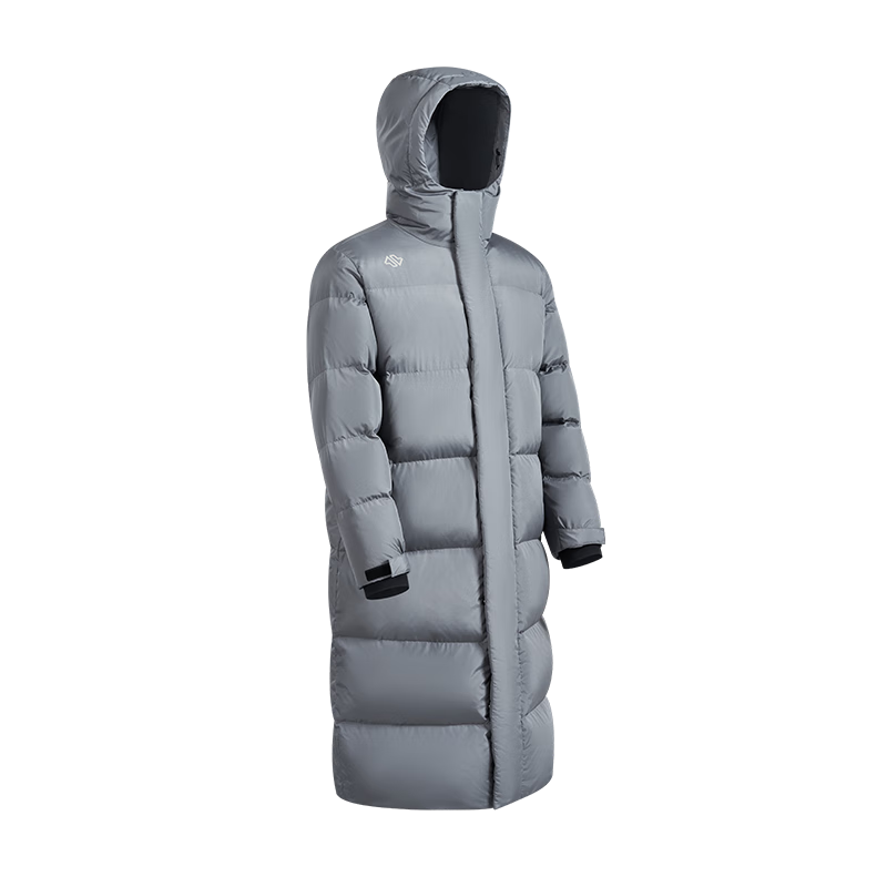 【9成新】京东京造长款面包羽绒服  运动户外秋冬加厚保暖外套男 砾石灰 L  