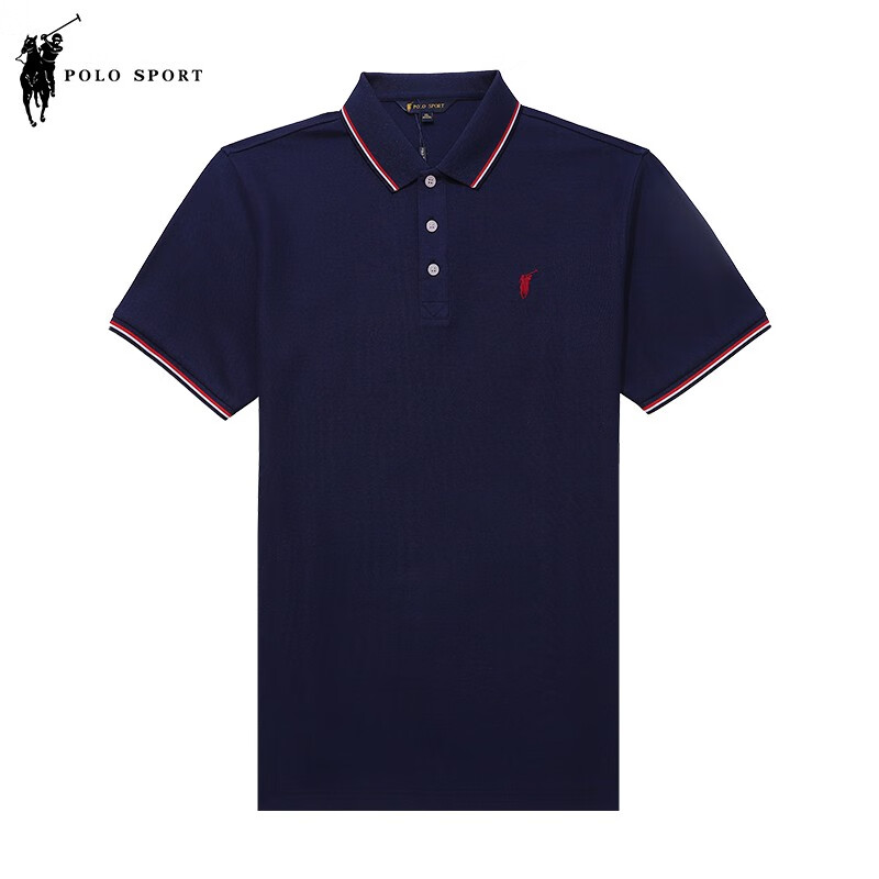 POLO SPORT【商场同款】短袖POLO衫男2022夏季新款商务休闲翻领polo衫保罗上衣 藏青 XXL