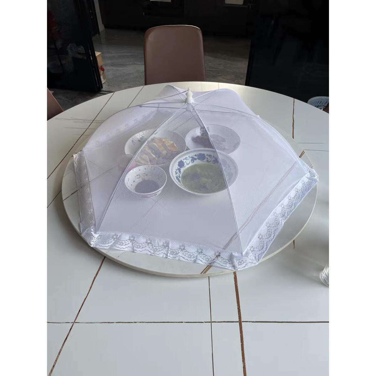 jphznb圆形折叠商用大号透明盖菜罩子食物防苍蝇罩纯色餐桌罩饭菜防尘