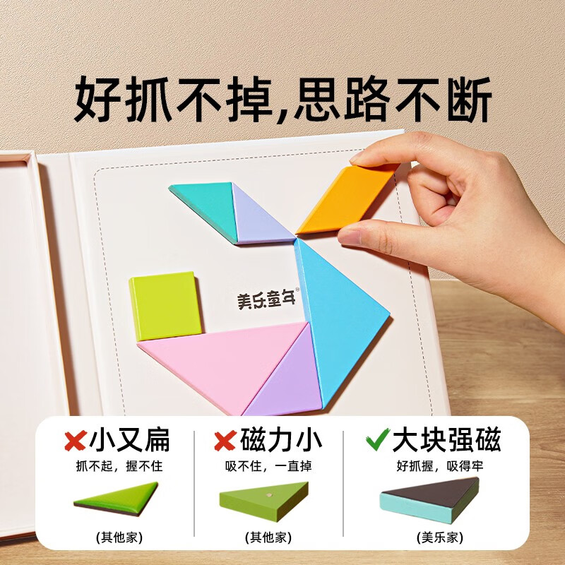 美乐童年七巧板拼图磁性磁吸积木儿童早教专用幼儿玩具男女孩生日礼物 百变磁吸七巧板
