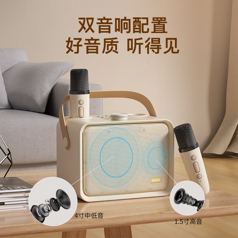 奇联蓝牙音响家庭ktv音响套装家用户外K歌卡拉OK一体机电视手机唱歌设备全民K歌点歌话筒麦克风声卡 素心沙韵