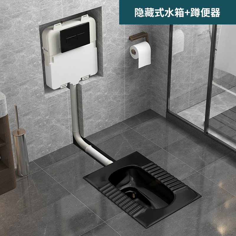 便器 隐藏式入墙暗装感应水箱 嵌入式蹲坑蹲厕 前出水带弯管 手按隐藏