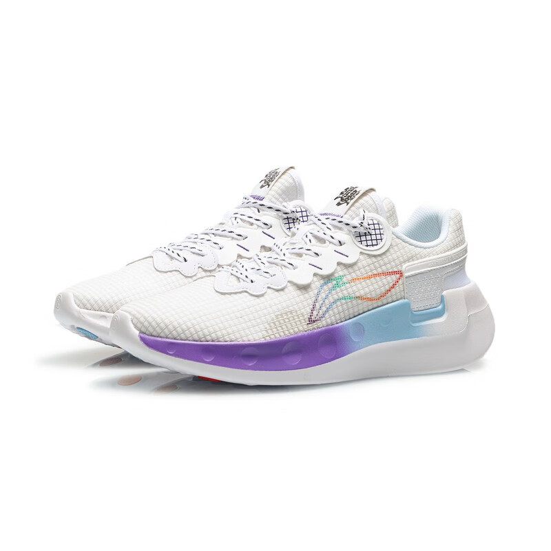 李宁跑步鞋逍遥跑步鞋轻便新款轻便网面透气减震运动健身鞋子 标准白