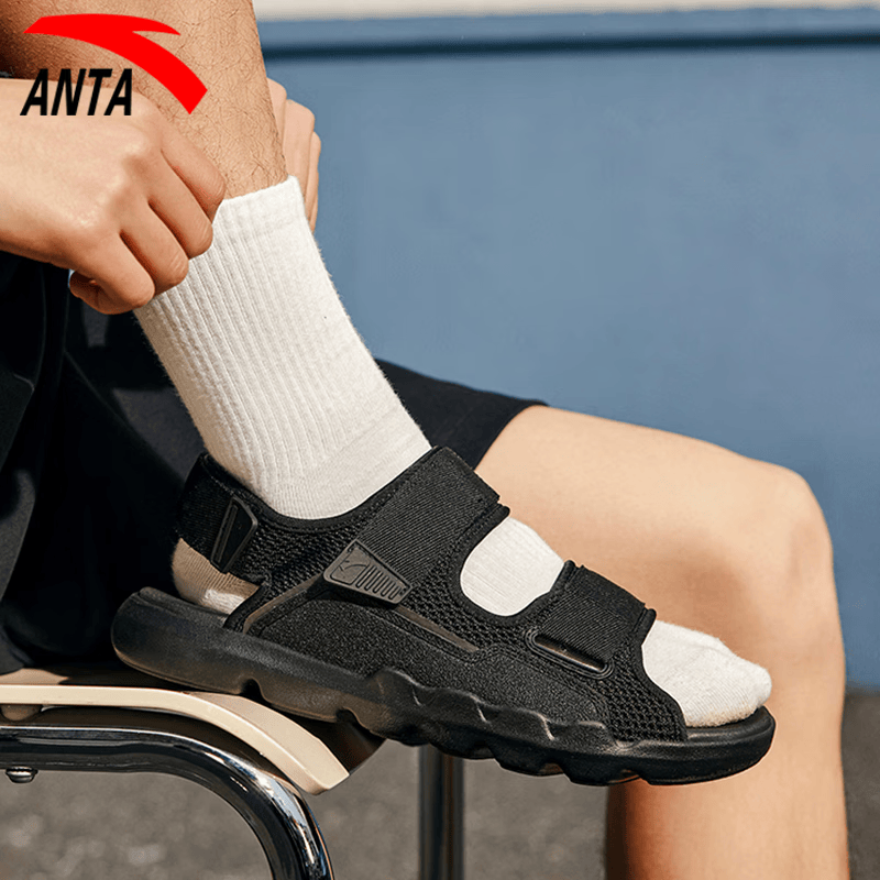 安踏(anta)男鞋夏季户外凉鞋男士2024新款沙滩凉拖透气轻便魔术贴运动