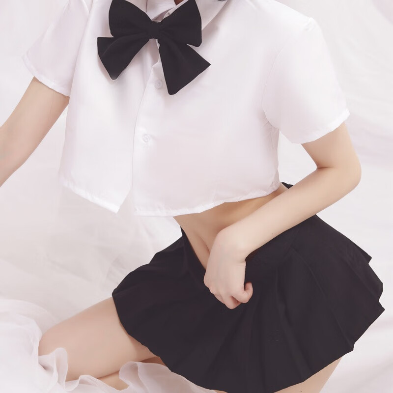 德穆兰学生装jk性感制服诱惑火辣百褶裙秘书短裙角色扮演套 黑色 均码