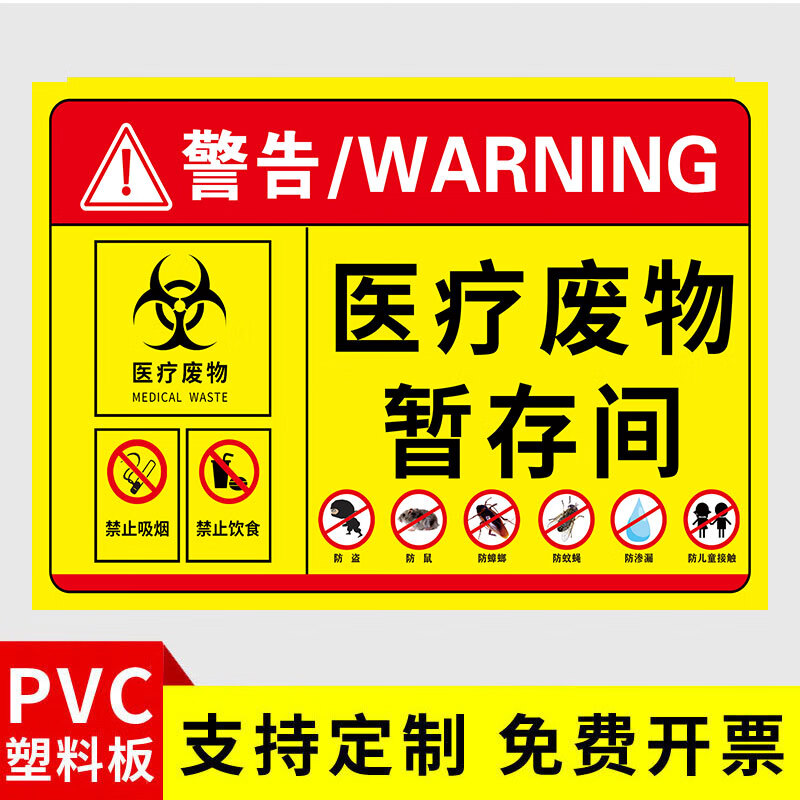 刘不丁医疗废物暂存间处置流程图提示牌医疗垃圾标识贴纸医疗废物标贴