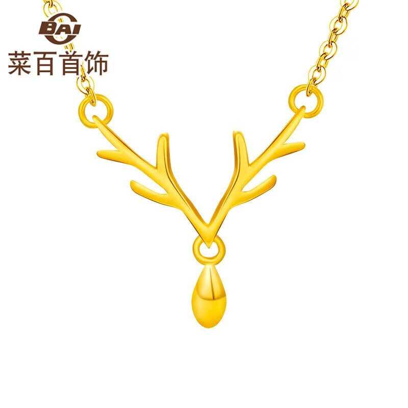 菜百首饰 黄金链牌 一鹿有你链牌 计价 约4.05克约42厘米
