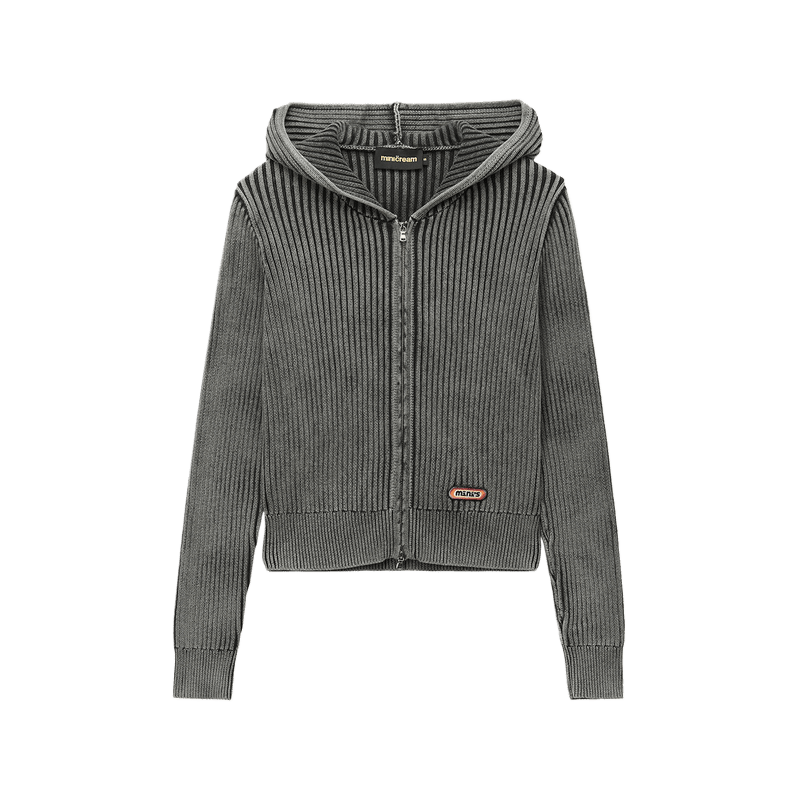 Mini Creamit女裝24年秋冬新品潮流修身字母小標(biāo)連帽針織衫30IT BKX/黑色 M