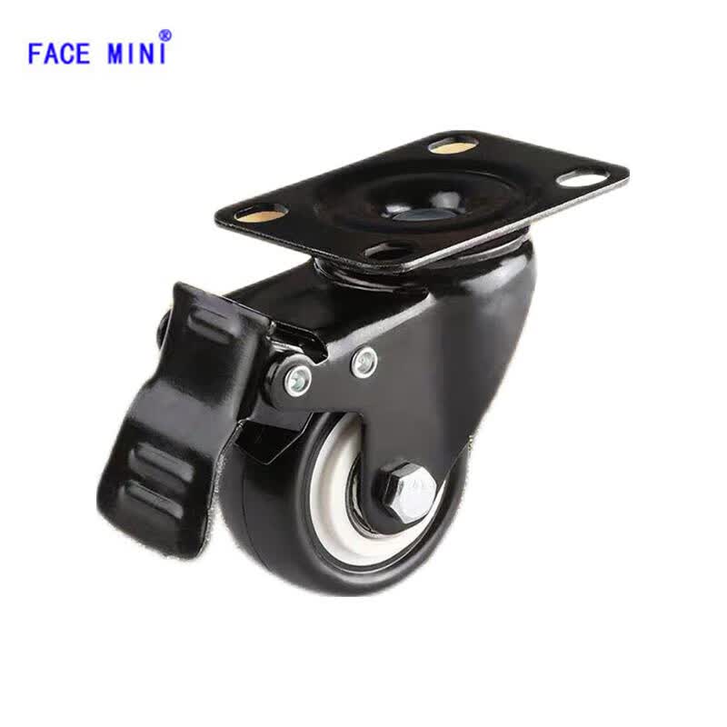 facemini lrt-1 pvc双轴承家具轮金钻轮万向轮静音脚轮刹车办公桌