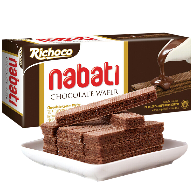 麗芝士（Richeese）印尼進(jìn)口休閑零食品納寶帝草莓味夾心奶酪威化餅干兒童MJ 巧克力味145g