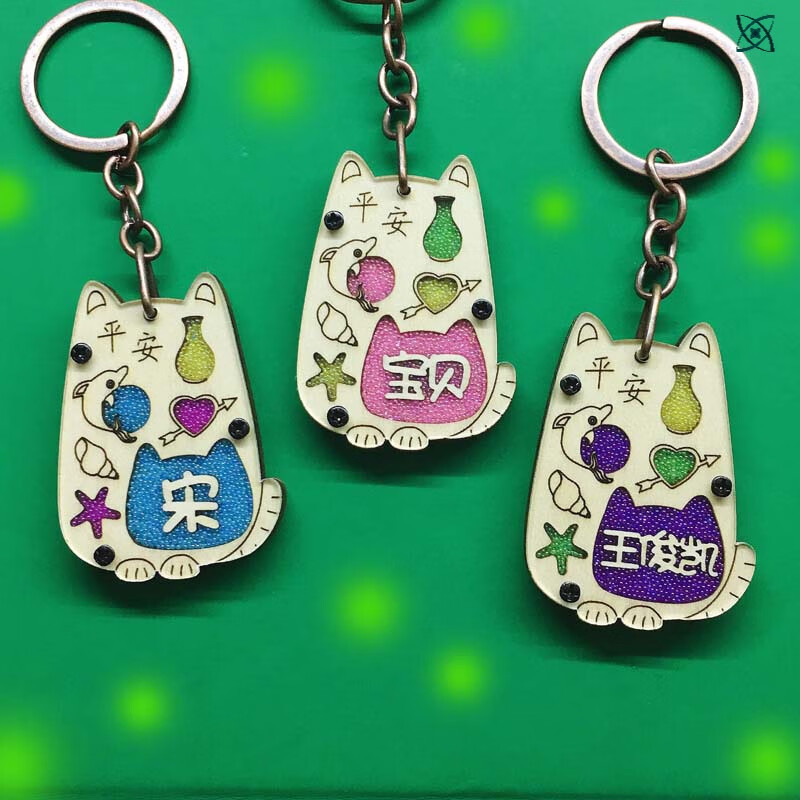 挂件创意支持定制城市姓氏名字手工猫百家姓钥匙扣纪念品 平安款单字