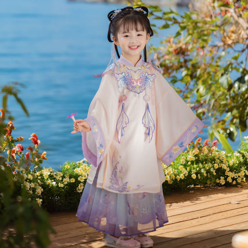 童装演出服古装汉服女童春秋明制国风礼服唐装可爱云肩小女孩中式裙