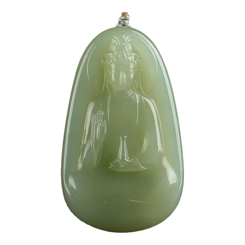 印象眸七夕禮物和田玉吊墜玉觀(guān)音男款淺青玉素衣觀(guān)音玉墜 附證書(shū)