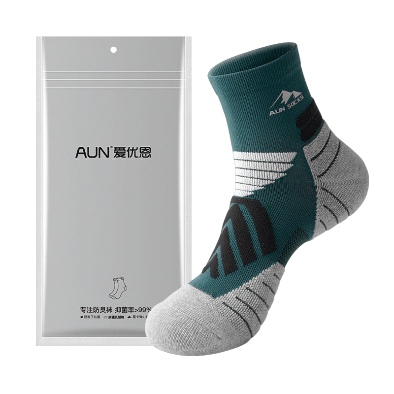 AUN品牌秋冬季男士防臭透气棉质休闲袜,价格走势稳定