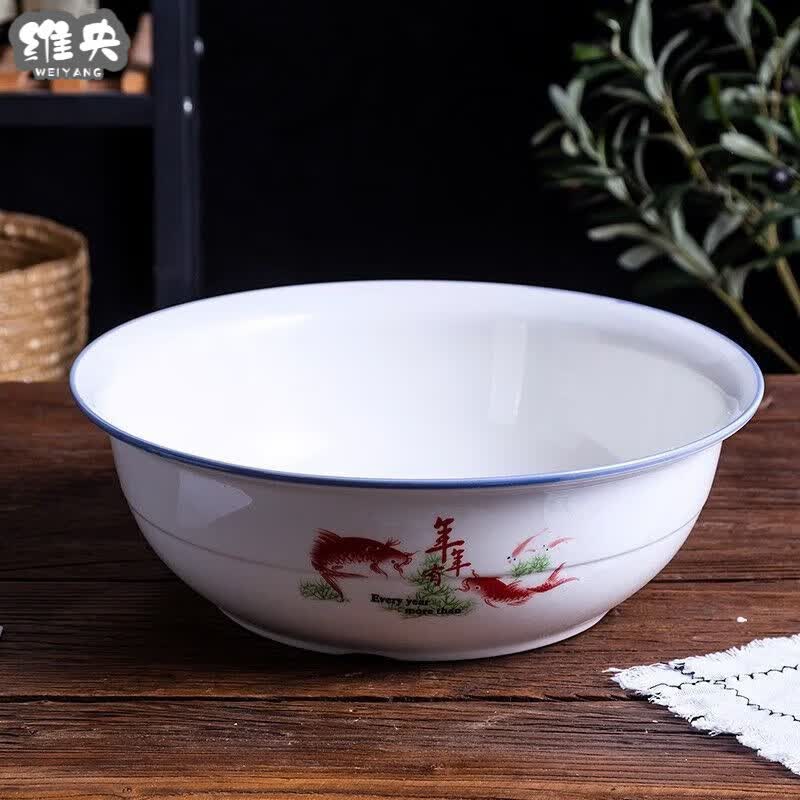 瓷盆厨房用 和面老式家用盆陶瓷面盆和面盆带盖不沾面大瓷盆和面揉面