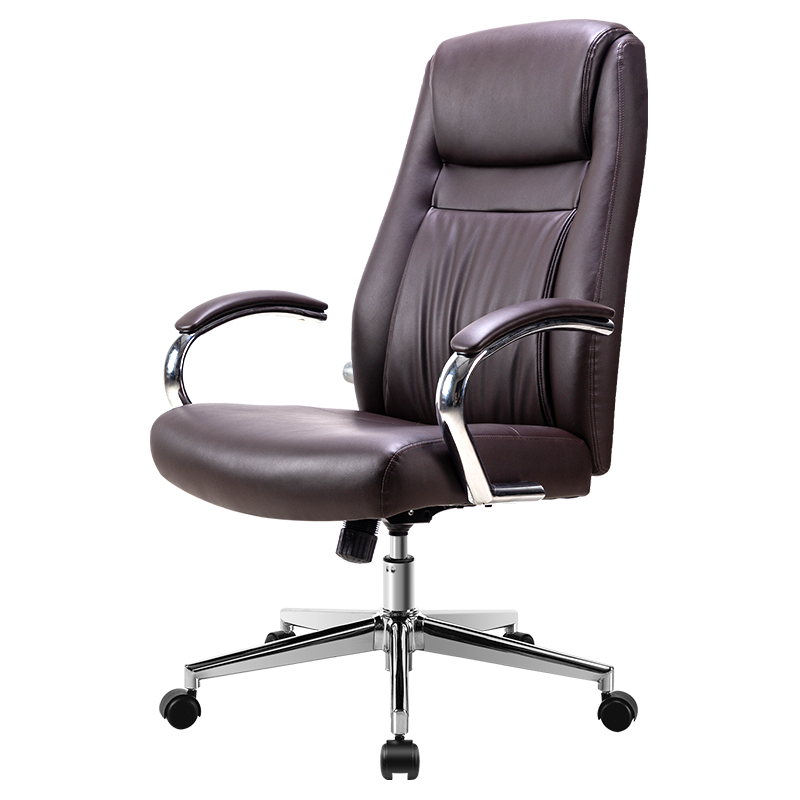 得力 deli 生态皮椅 腰靠旋钮快调托腰 办公会议椅 人体工学电脑椅 软包扶手 91016 棕色