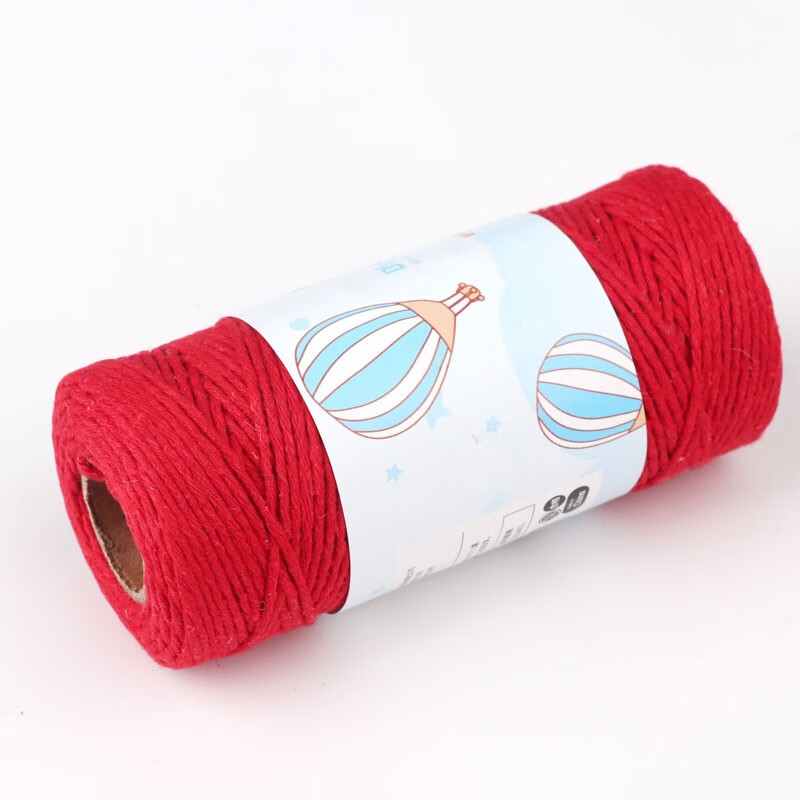 潘兰德1mm彩色棉绳diy挂毯波西米亚风装饰绳手链手工编织细棉线花朵材料 红色