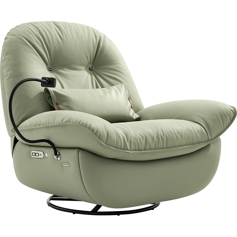 林氏家居布艺沙发现代简约硅胶皮懒人沙发单椅g085【电动款】单人沙发