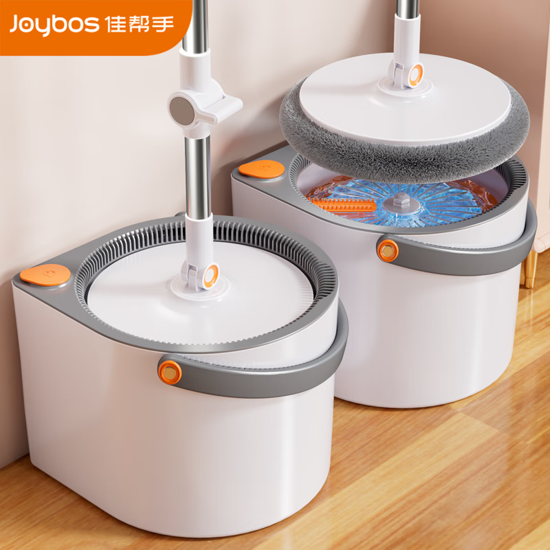 佳幫手旋轉(zhuǎn)拖把新款免手洗懶人神器家用洗脫帶桶大號加厚布一拖凈 桿長130cm 圓頭凈污分離桶2塊布