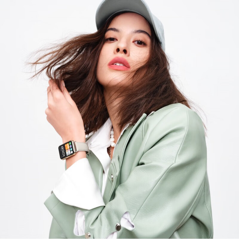 华为（HUAWEI）【女神礼物】手表女士款Watch fit智能穿戴运动心率睡眠2代可蓝牙通话门禁NFC防水97种运动模式 【时尚款月光白-含白色真皮表带】+小蛮腰酒红色表带