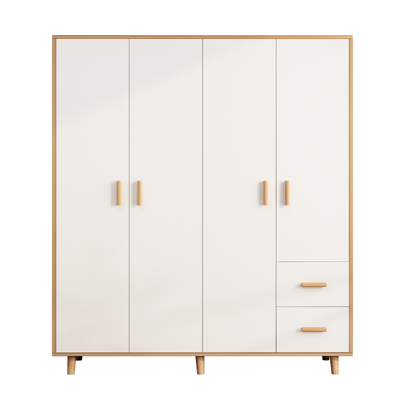 立太衣柜家用卧室现代简约小户型柜子卧室储物柜衣柜出租房简易挂衣橱 【双抽双门款】原木色+白60CM