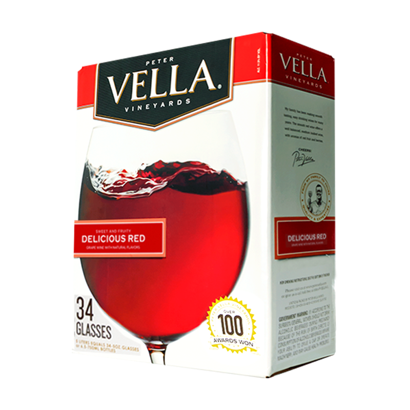 加州乐事百乐莱vella系列甜美红甜型红葡萄酒 5L盒装 美国进口红酒