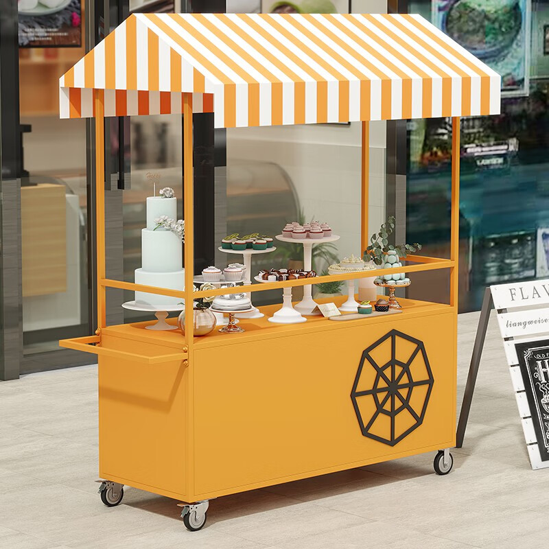 都格(duge)户外摆摊小推车夜市移动地摊小吃餐车集市摊位售货车 蓝色