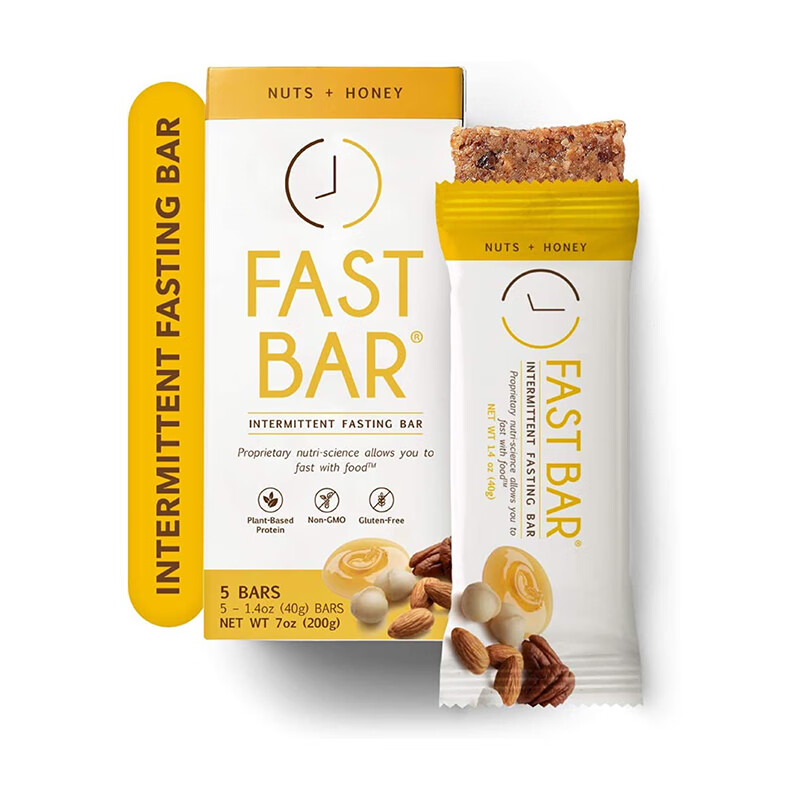 美国直邮fastbarproteinbar无麸质低碳代餐植物蛋白棒 坚果蜂蜜风味5