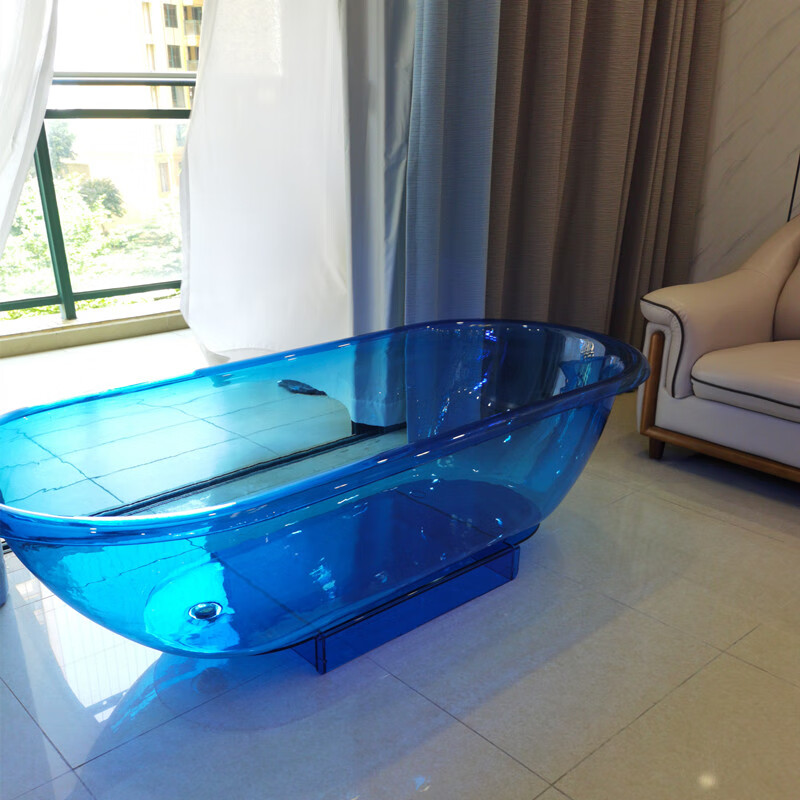 独立式户外可移动透明情趣成人浴缸 蓝色 1