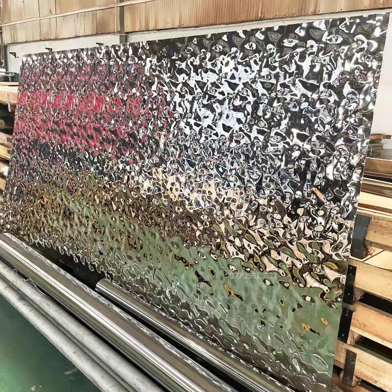 不锈钢水波纹板吊顶会所酒店金属波纹板ktv背景墙装饰压花波浪板 镜面