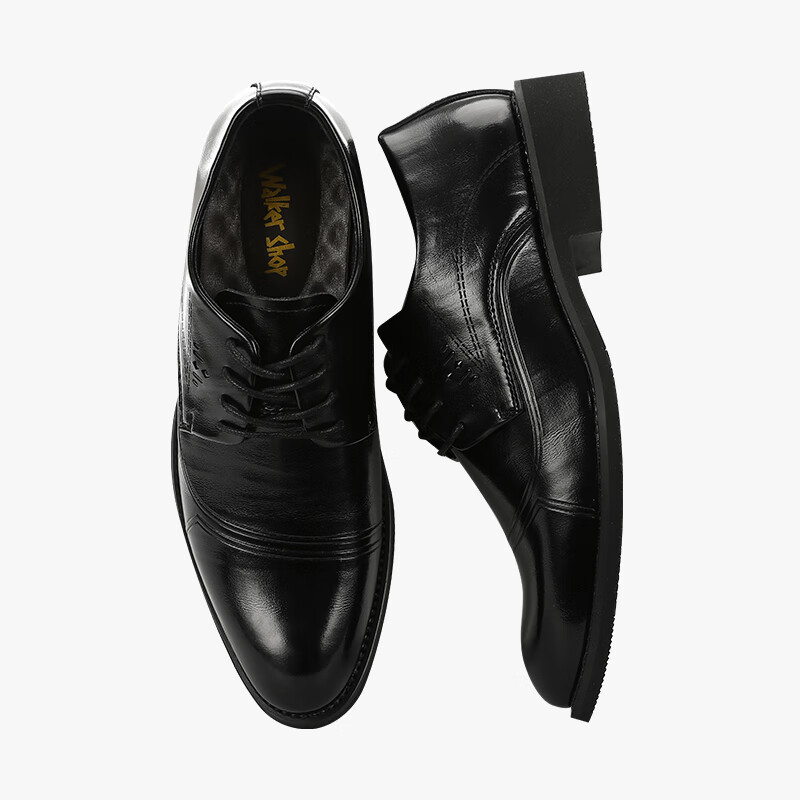Walker Shop【品牌精选】皮鞋男新款简约百搭商务正装鞋男透气休闲鞋子男 黑色 44