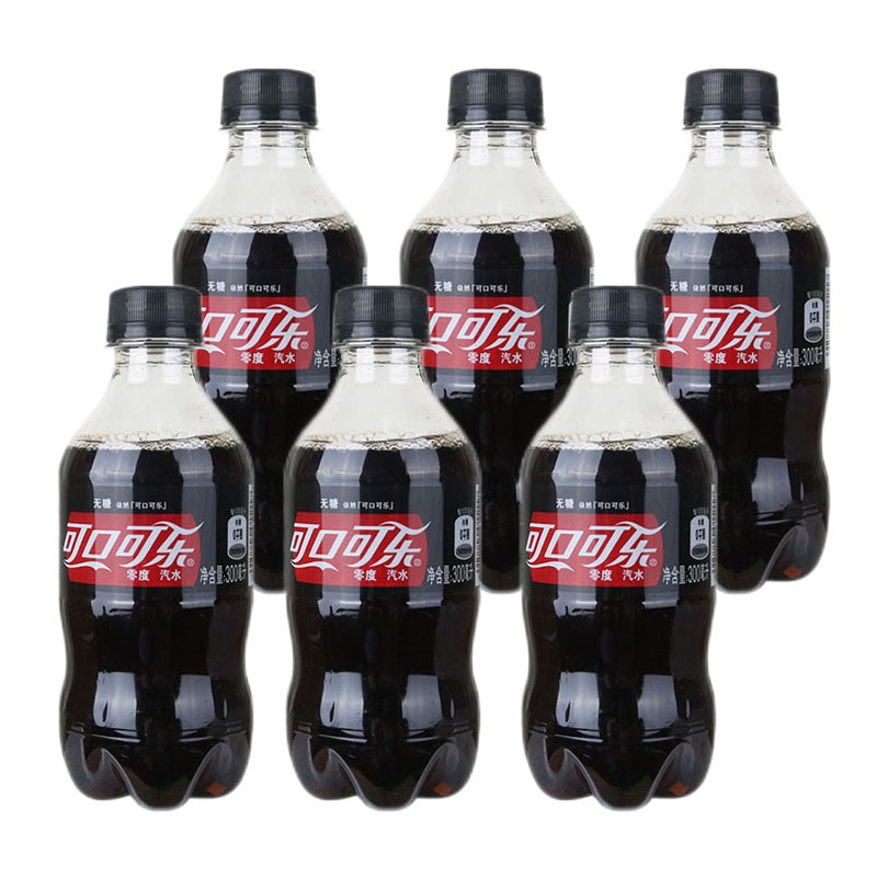 【京喜新人领】可口可乐（Coca-Cola）汽水 碳酸饮料300ml*6瓶 可乐雪碧芬达零度可乐小瓶 零度可乐300ml*6瓶