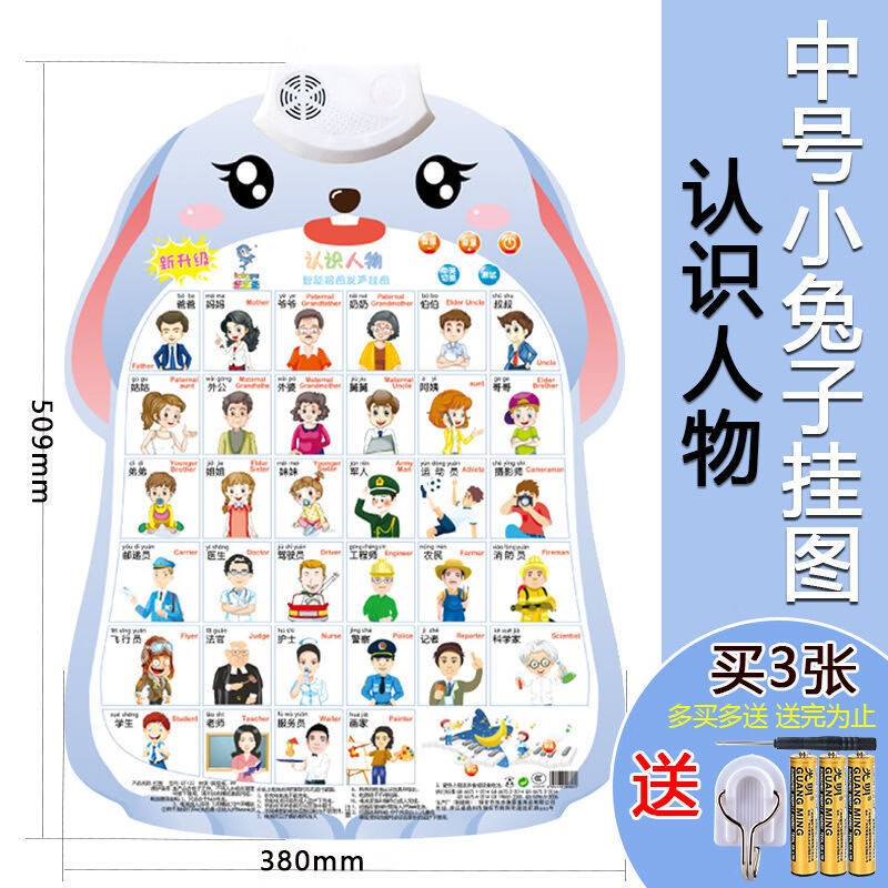 有声挂图幼儿童早教数学拼音学习机发声读物卡通贴纸早益智玩具 认识人物