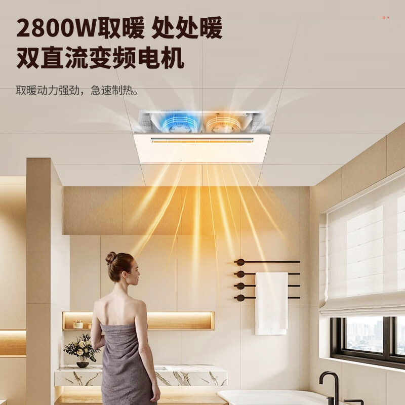 雷士（NVC）照明集成吊顶大板蜂窝石膏板卫生间风暖浴霸灯暖风机排气扇 A【2800W】支持米家APP控制恒温