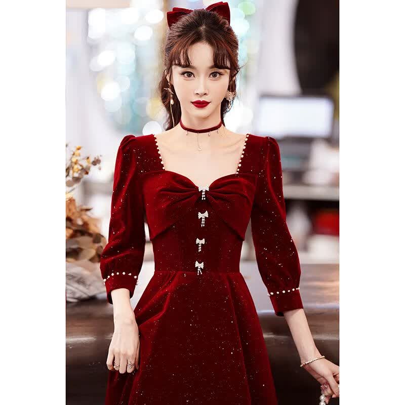 棉致森马集团旗下高端敬酒服新娘红色礼服女高级感裙子订婚连衣裙 酒红色中长款 L怎么样,好用不?