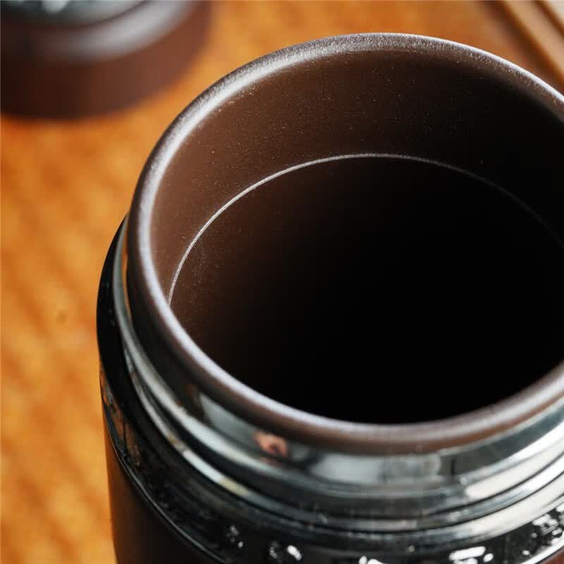八玺（BAXI）养生青年紫砂保温杯男士茶杯高档保温水杯商务杯茶水分离紫砂杯 红檀木纹 300ml